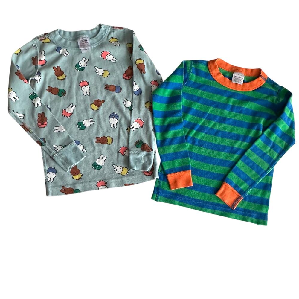 Hanna Andersson Miffy pajama shirt top long sleeve stripe sz 5 boys blue girls